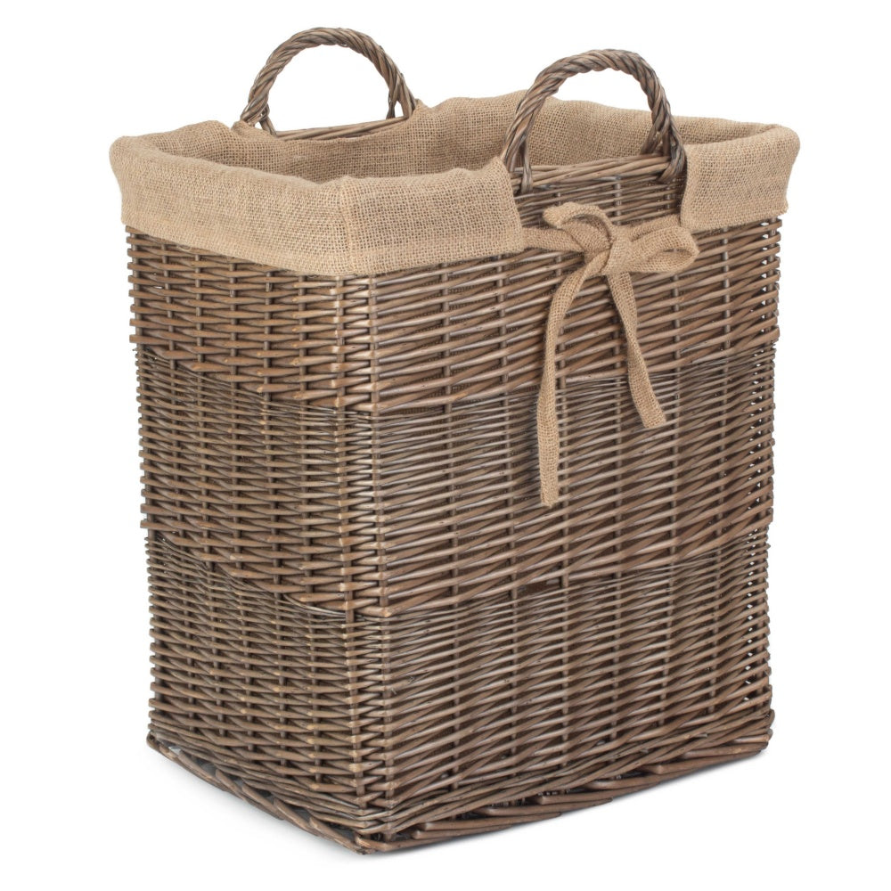 Wicker Rectangular Wicker Log Basket with Lining