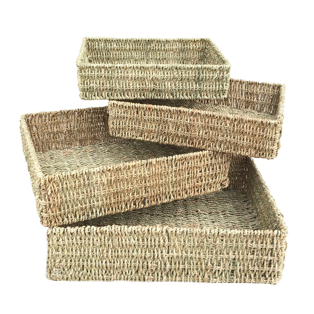 Unlined Rectangular Seagrass Serving Trays
